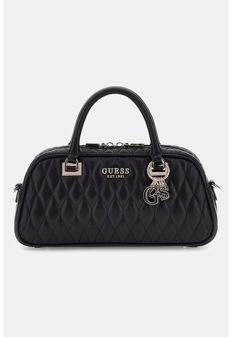 Geanta crossbody matlasata cu logo metalic - Verde