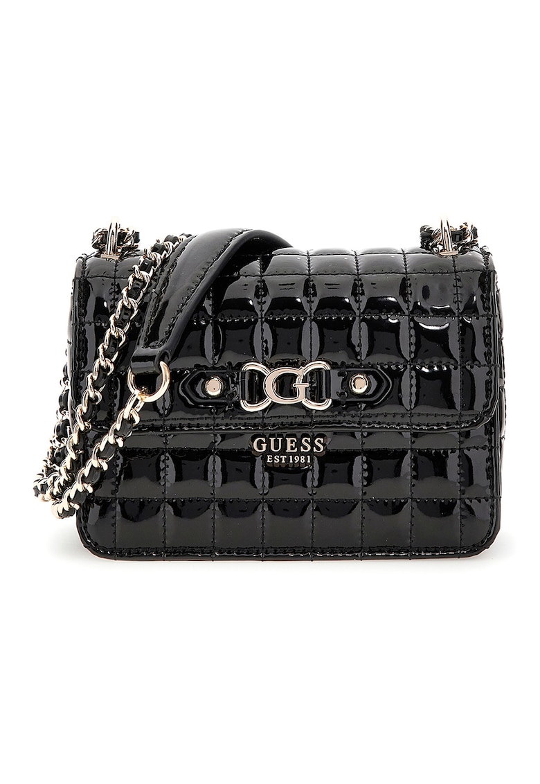 Geanta crossbody cu aspect lacuit