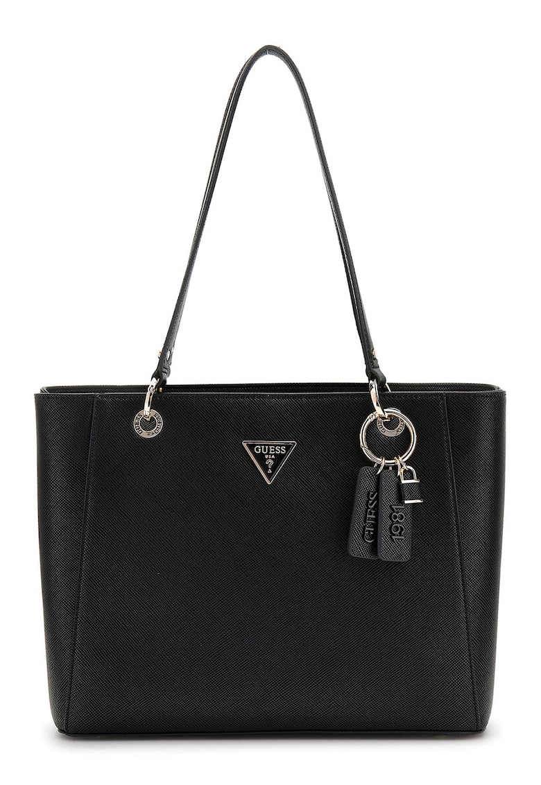 Geanta tote din piele ecologica cu pandantiv logo Noelle - Negru