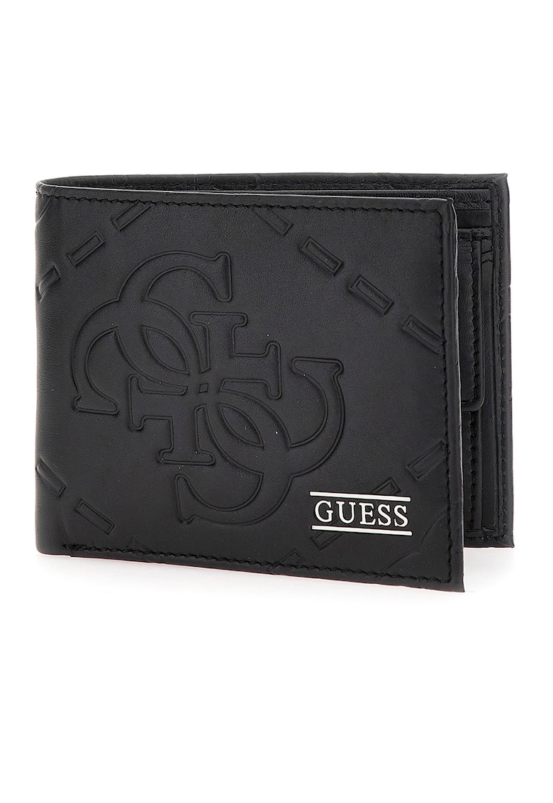 Portofel din piele cu logo metalic