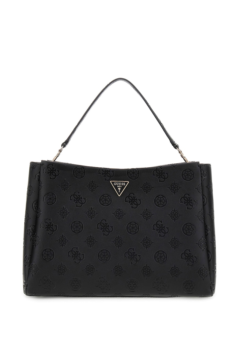 Geanta din piele ecologica cu bareta de umar si model logo