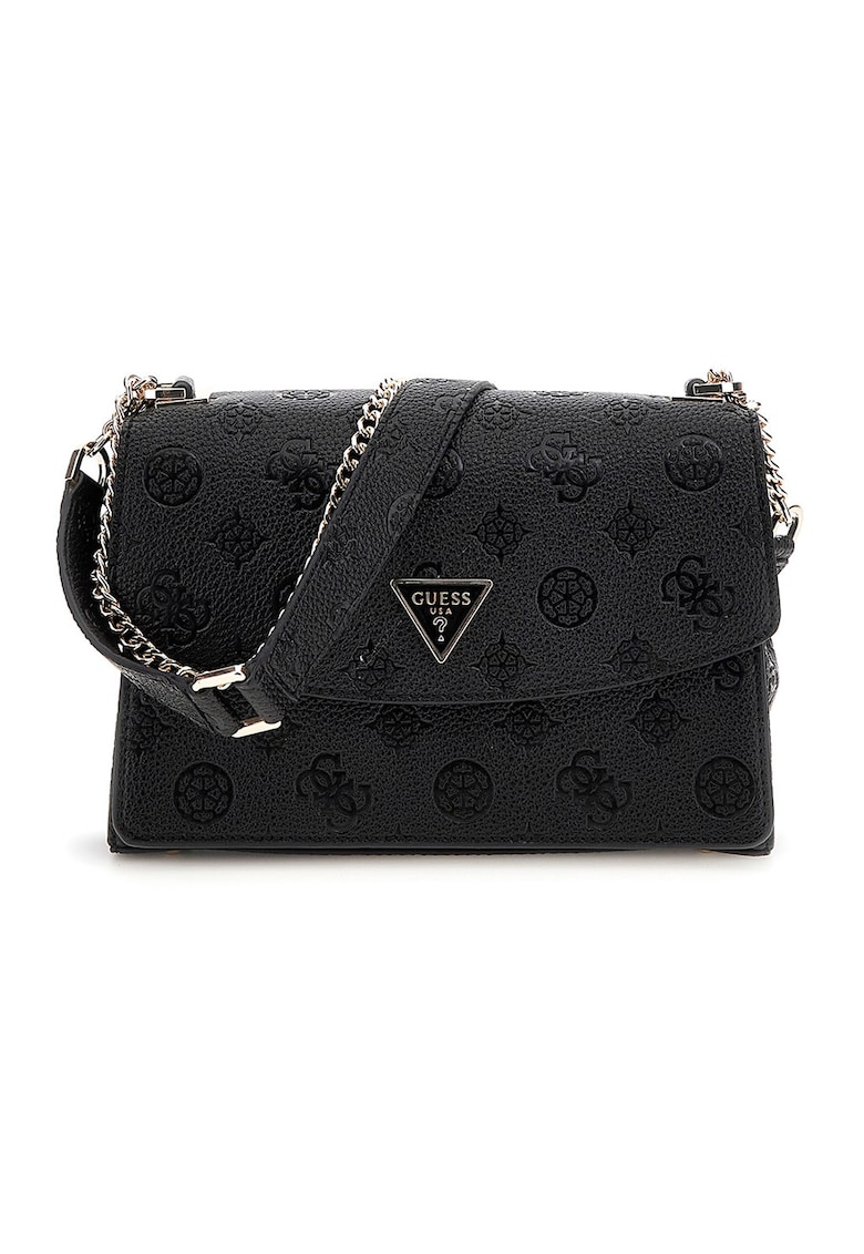 Geanta crossbody cu clapa si model in relief