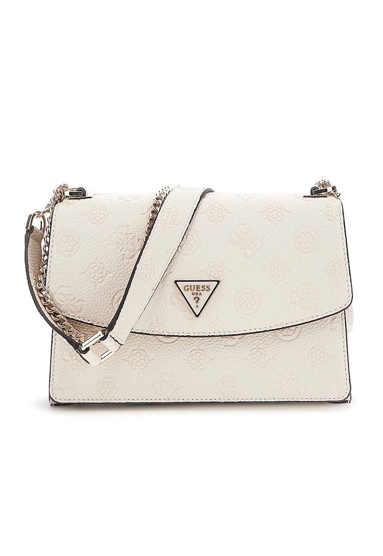 Geanta crossbody cu clapa si model in relief