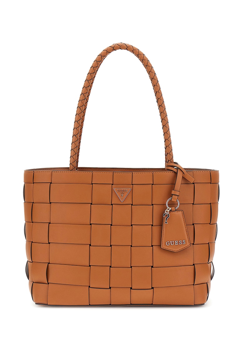 Geanta shopper din piele ecologica cu accesoriu logo Geanta shopper din piele ecologica cu accesoriu logo