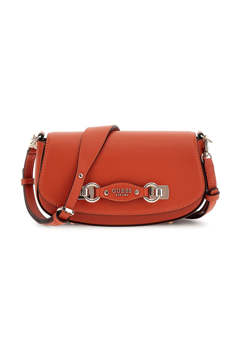 Geanta crossbody din piele ecologica cu clapa - Portocaliu mandarina
