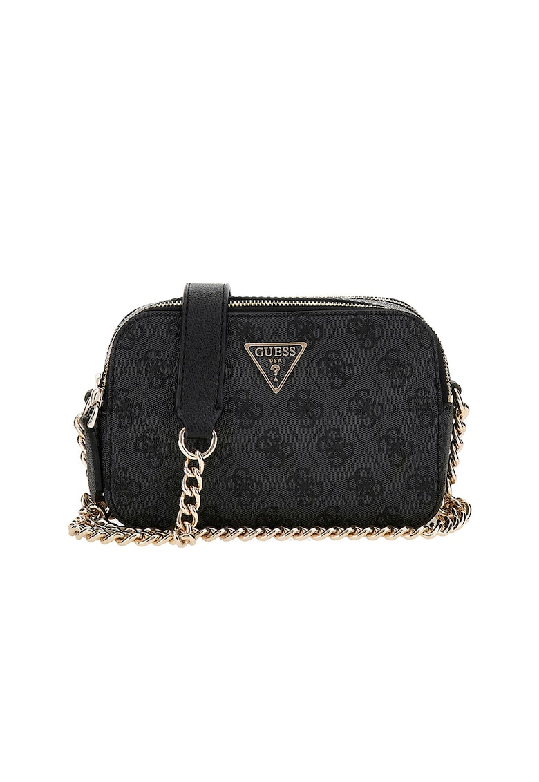Geanta crossbody cu model monograma - Negru/Gri inchis
