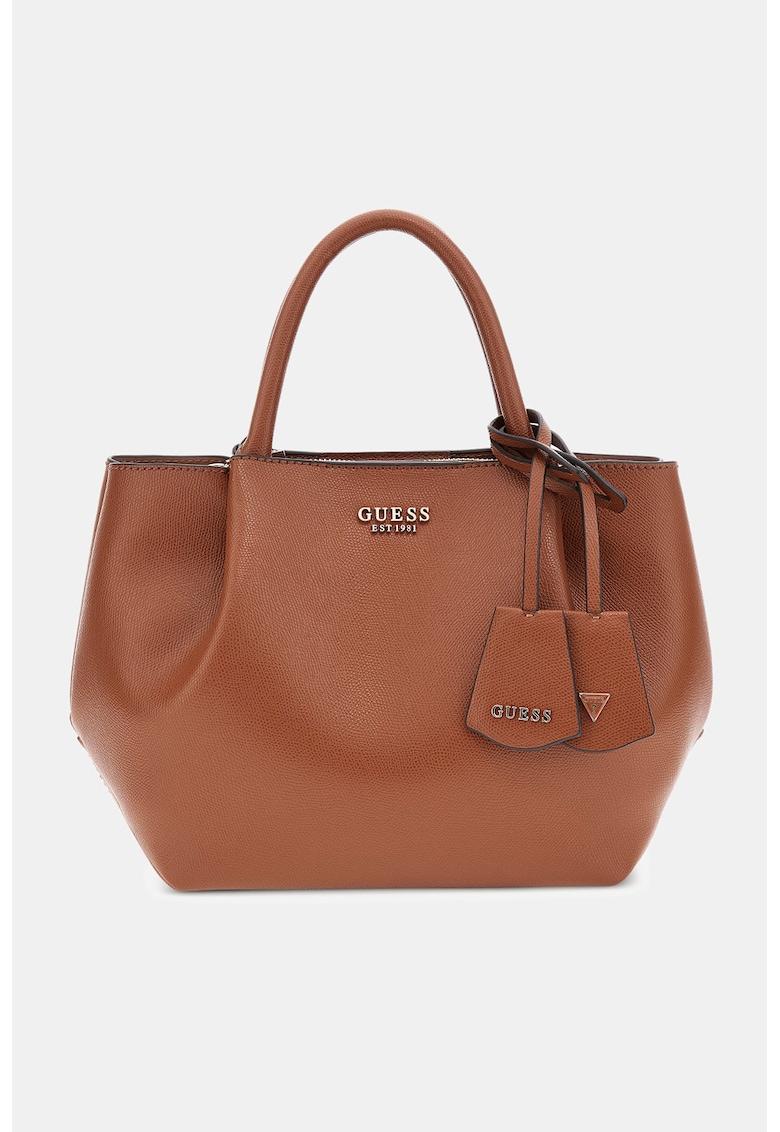 Geanta de piele ecologica cu bareta de umar si logo metalic