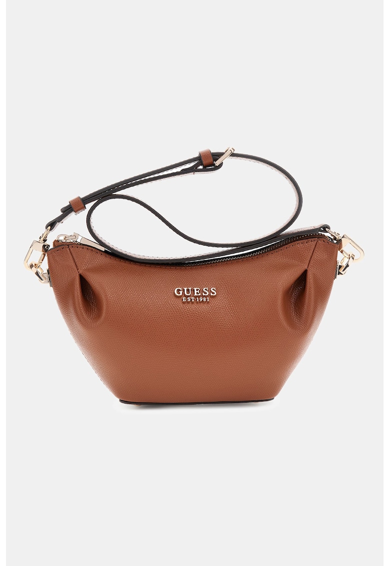 Geanta de piele ecologica cu bareta de umar si logo metalic