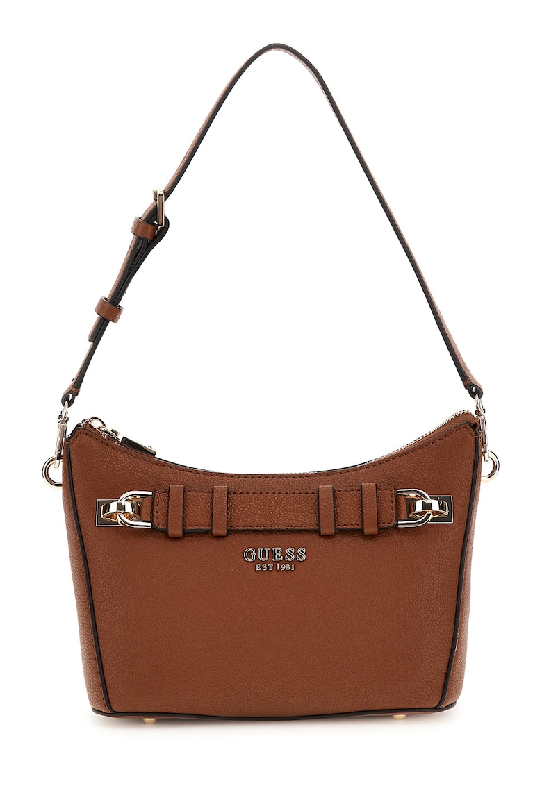 Geanta de piele ecologica cu bareta de umar si buzunar pe partea din spate cu fermoar