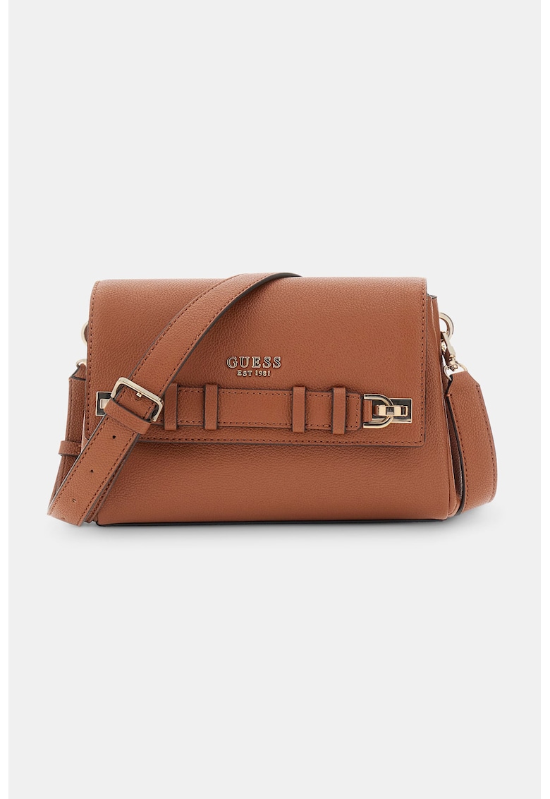 Geanta crossbody de piele ecologica - Portocaliu stins