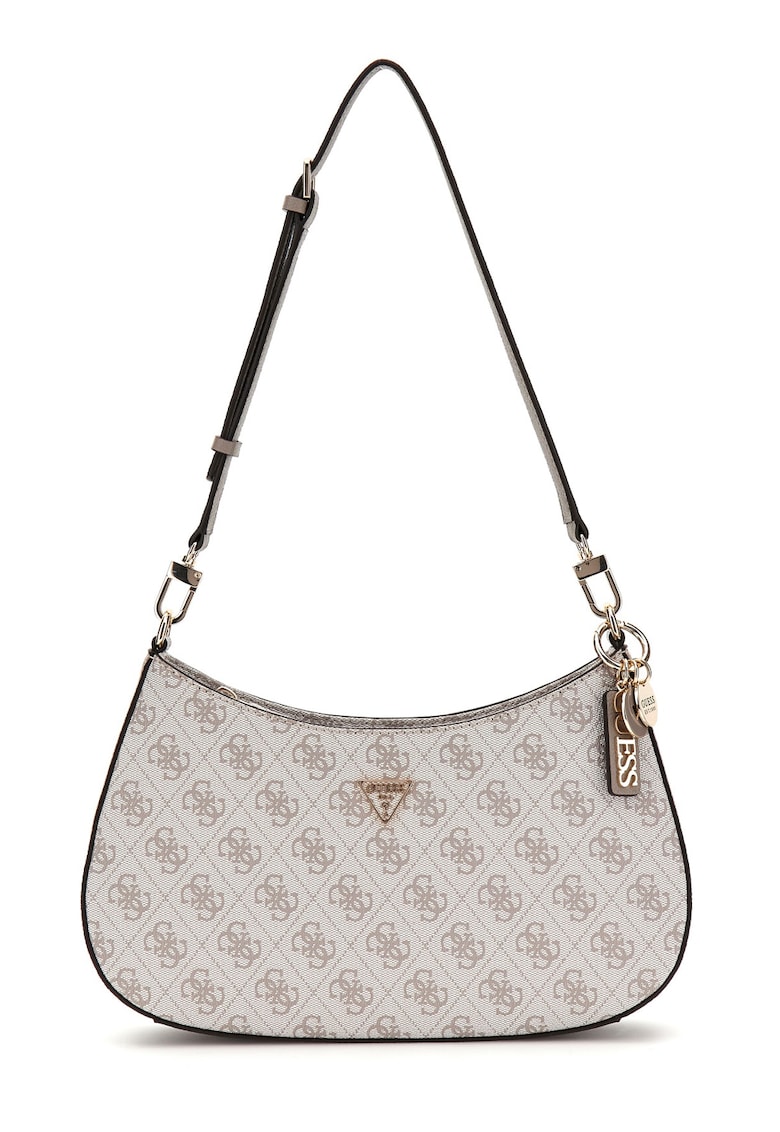 Geanta din piele ecologica cu bareta de umar si aplicatie logo