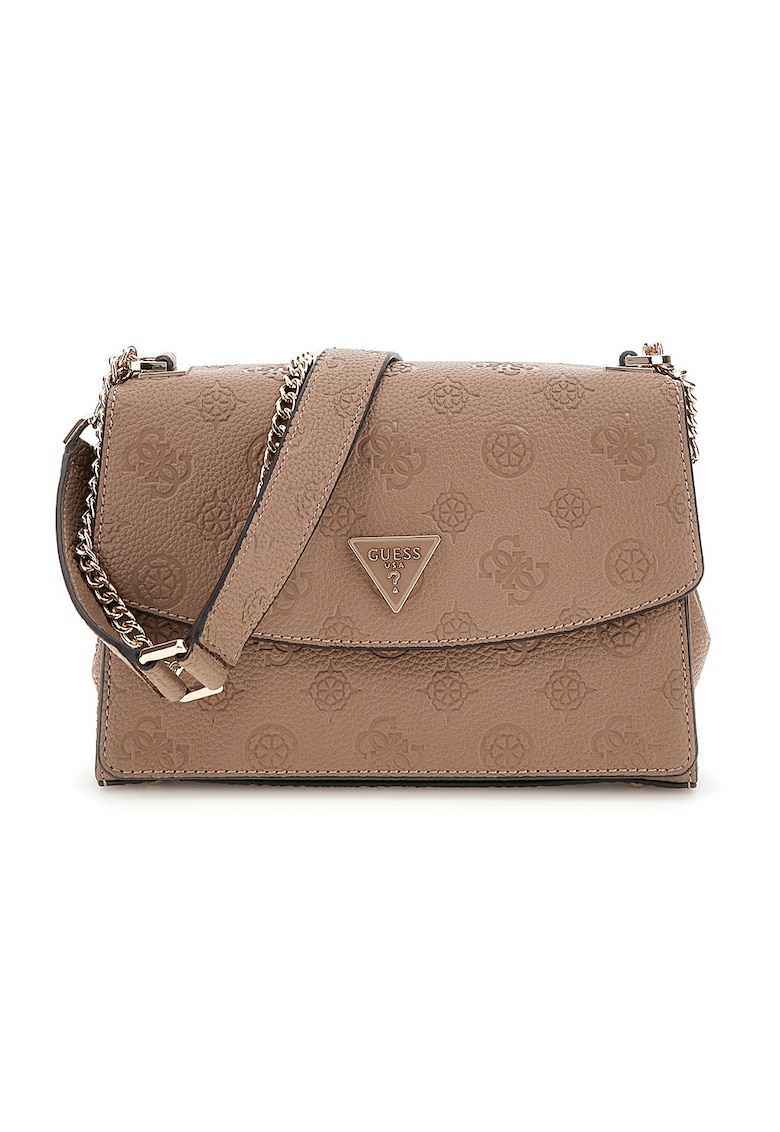 Geanta crossbody cu clapa si model in relief