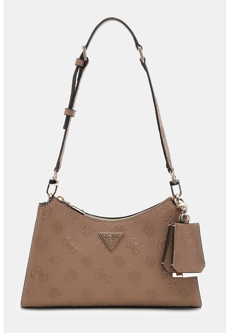 Geanta din piele ecologica cu logo metalic si bareta de umar