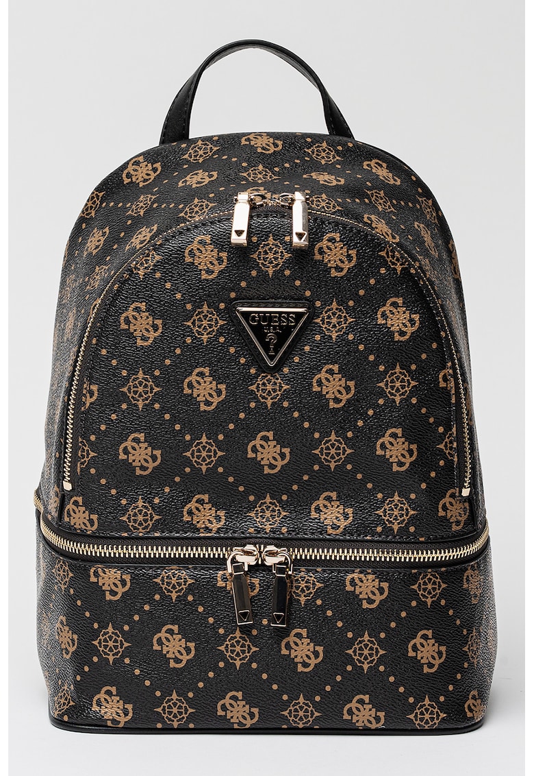 Rucsac din piele ecologica cu model monograma si fermoar