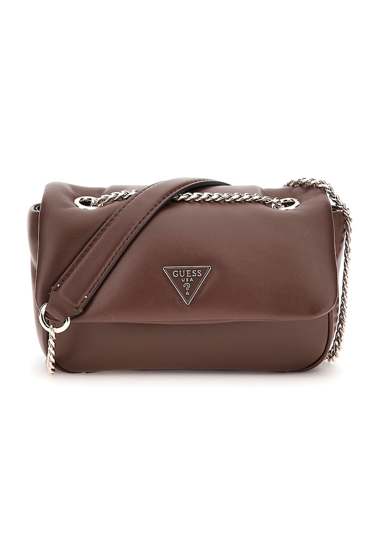 Geanta crossbody cu clapa si bareta din lant