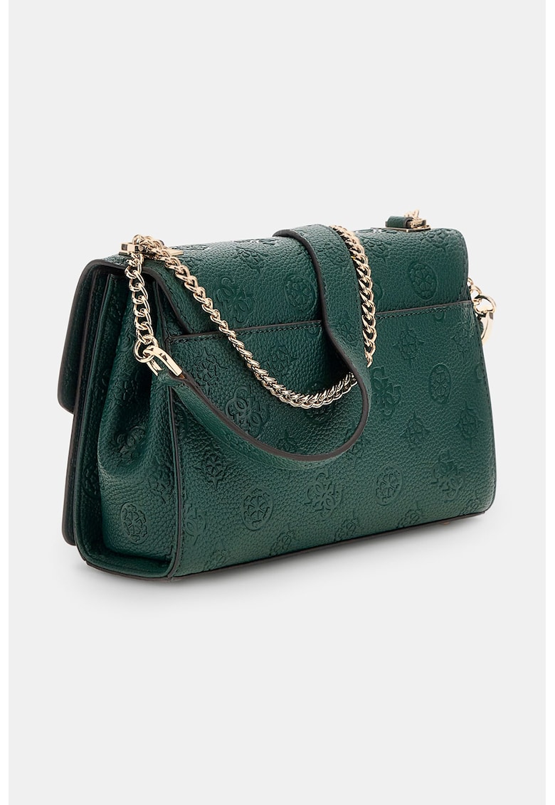 Geanta crossbody cu clapa si model in relief