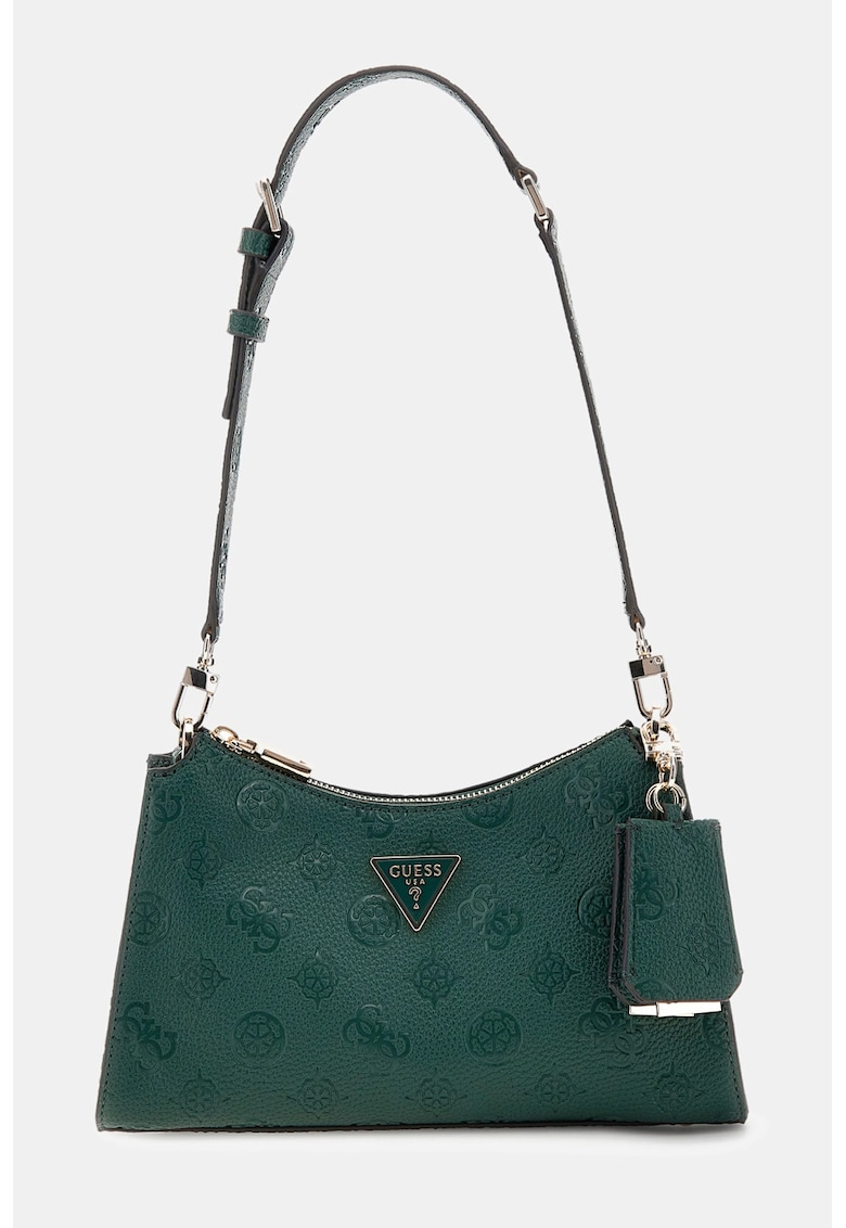 Geanta din piele ecologica cu logo metalic si bareta de umar