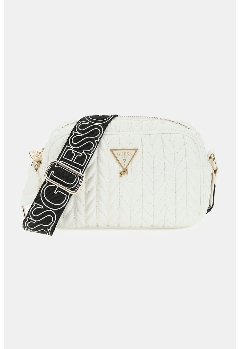 Geanta crossbody cu design matlasat - Alb fildes