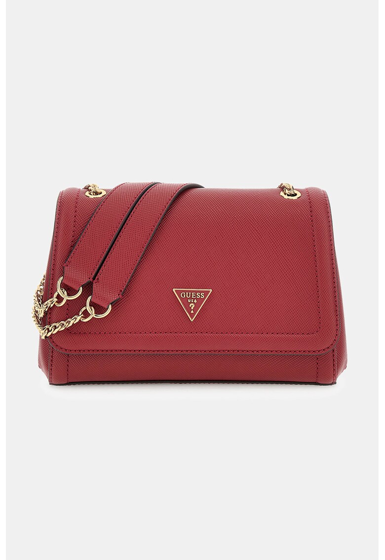 Geanta crossbody din piele ecologica cu bareta din lant Noelle - Rosu vermillion