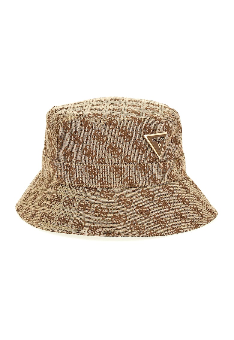 Palarie bucket cu model monograma - Auriu/Maro inchis