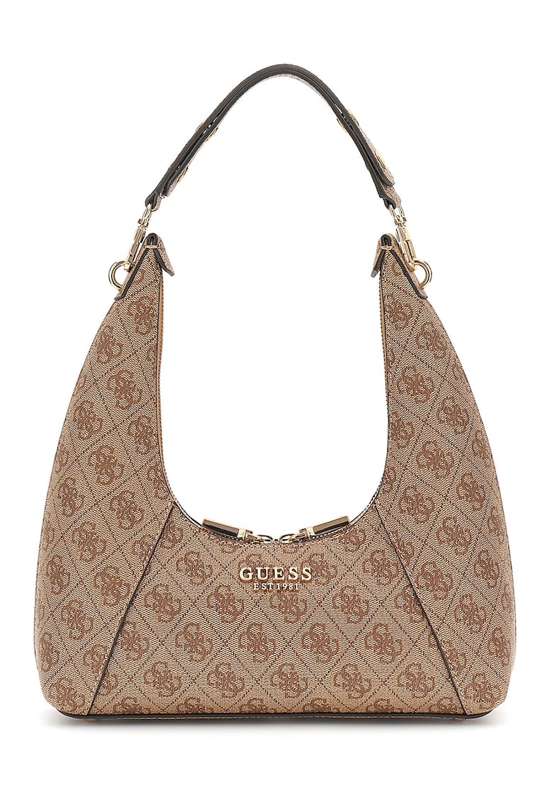 Geanta cu monograma si fermoar - Maro deschis