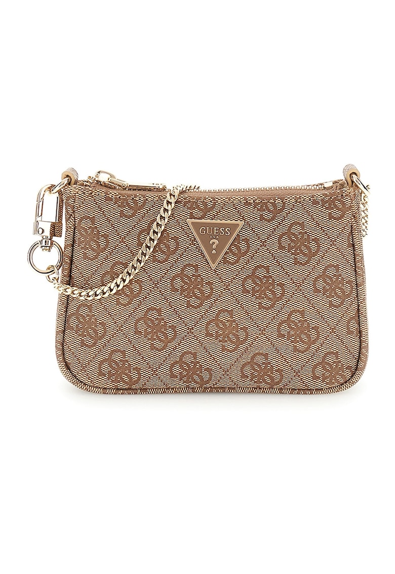 Portofel de piele ecologica cu model monograma si bareta din lant