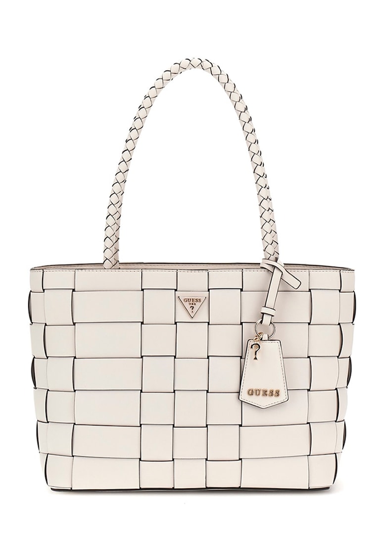 Geanta shopper din piele ecologica cu accesoriu logo Geanta shopper din piele ecologica cu accesoriu logo