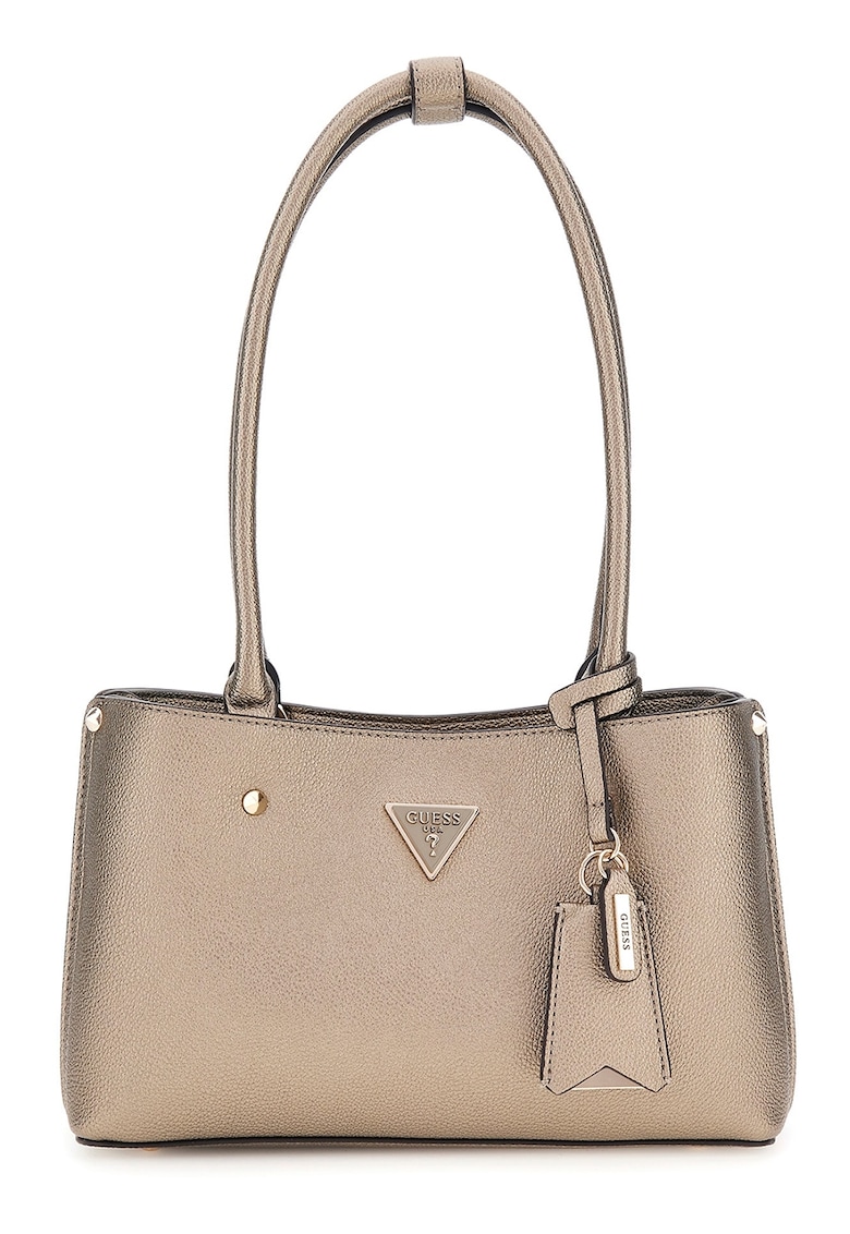 Geanta din piele ecologica cu bareta de umar si aplicatie logo Meridian