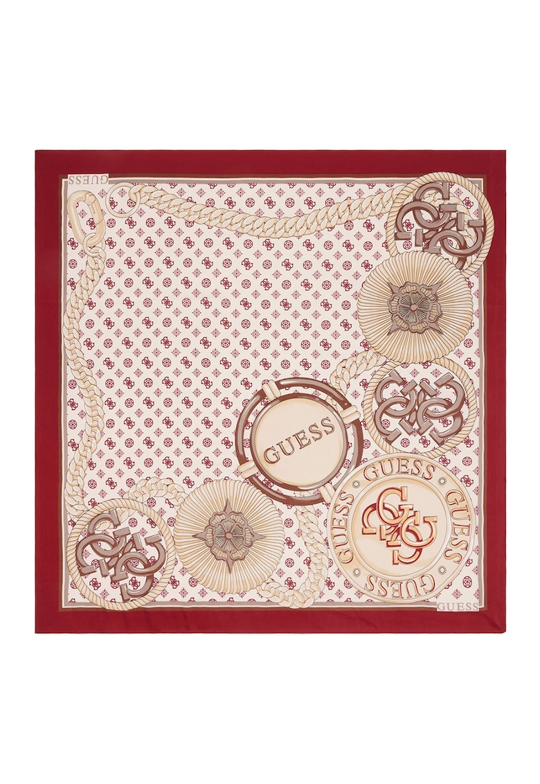 Esarfa cu imprimeu logo contrastant