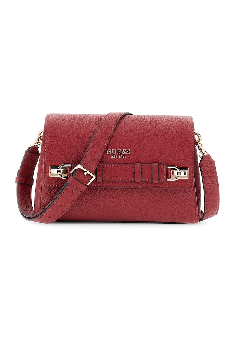 Geanta crossbody de piele ecologica - Negru/Rosu inchis