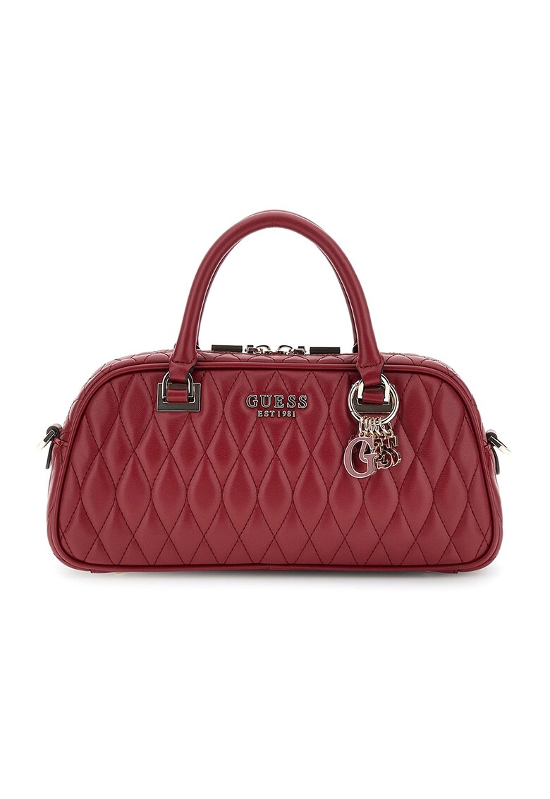 Geanta crossbody matlasata cu logo metalic - Galben/Rosu inchis