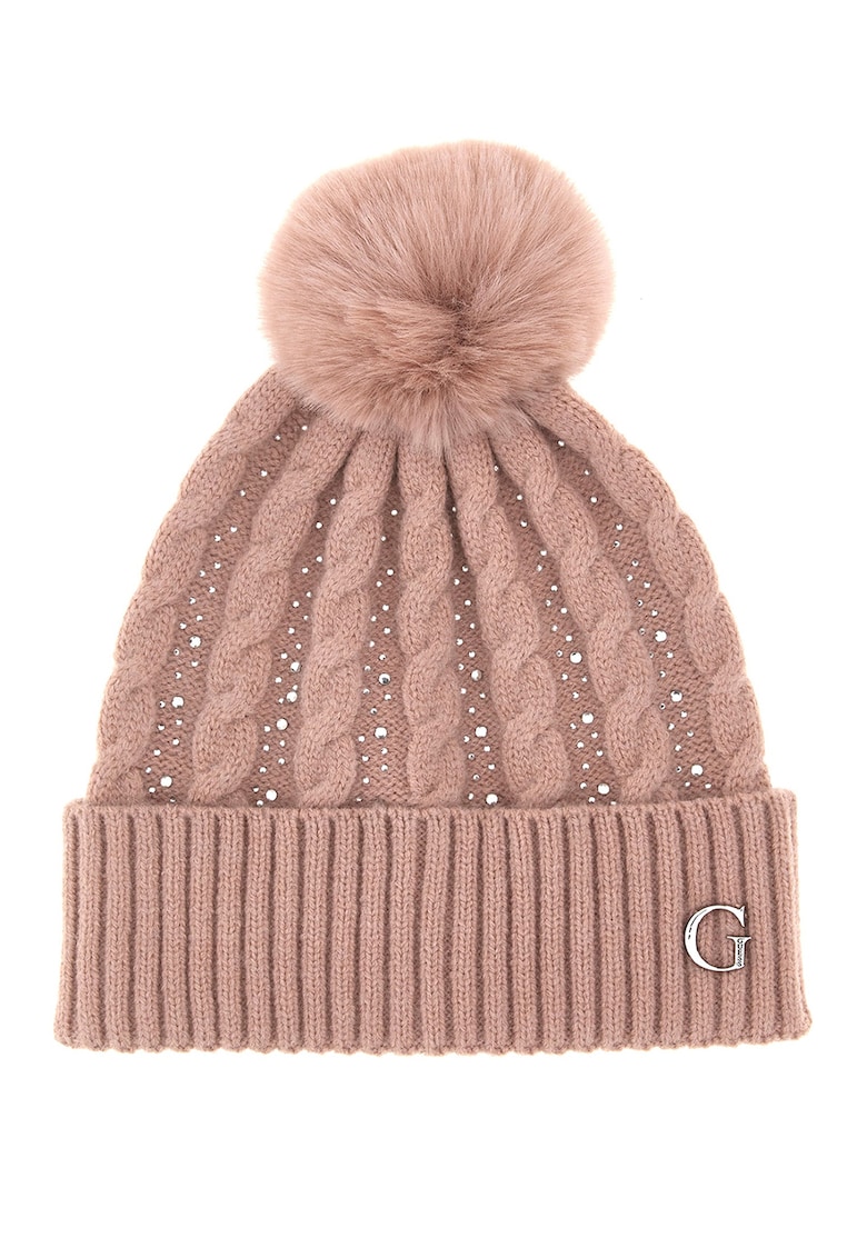 Caciula cu ciucure si tinte - Roz prafuit