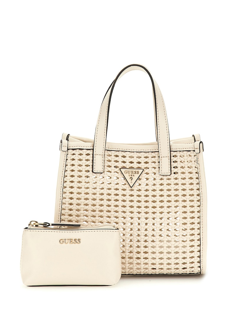 Set de geanta de umar si etui detasabil cu aspect tesut Brigitta