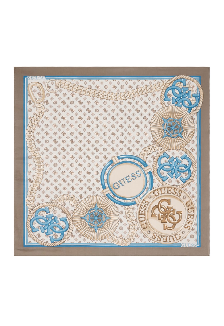 Esarfa cu imprimeu logo contrastant