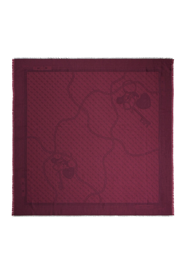 Esarfa patrata din amestec de modal cu model monograma