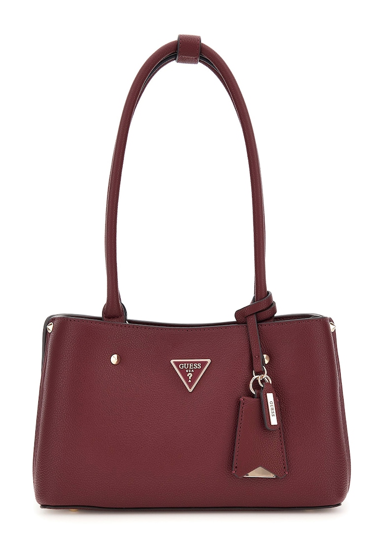 Geanta din piele ecologica cu bareta de umar si aplicatie logo Meridian