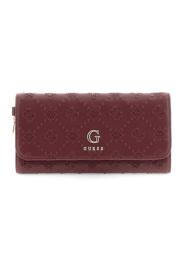 Portofel din piele ecologica cu model monograma si clapa