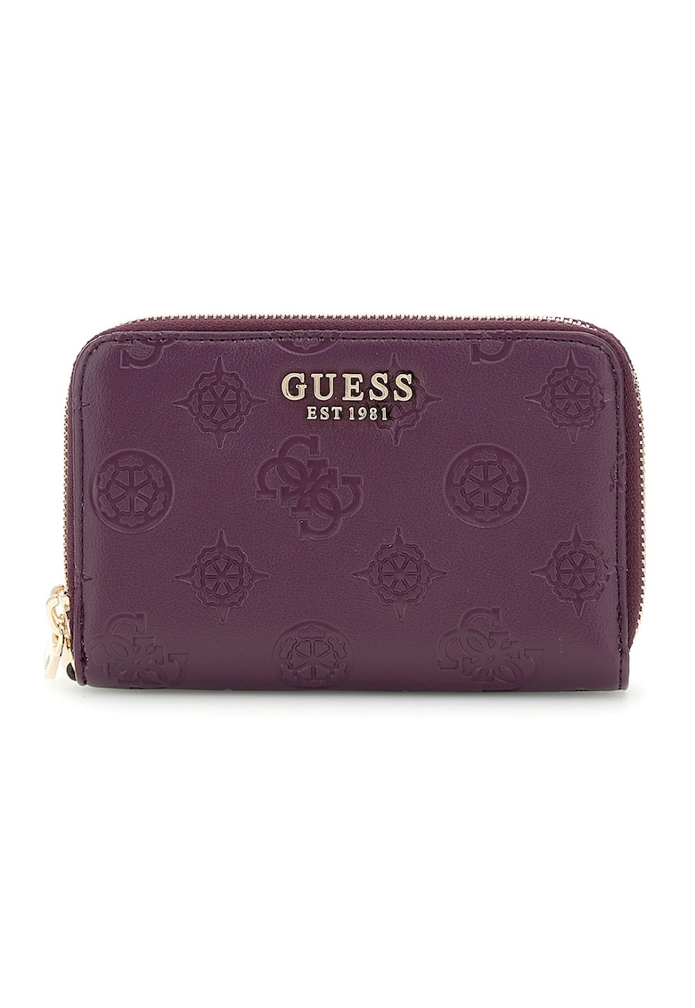 Portofel cu model monograma si doua compartimente cu fermoar