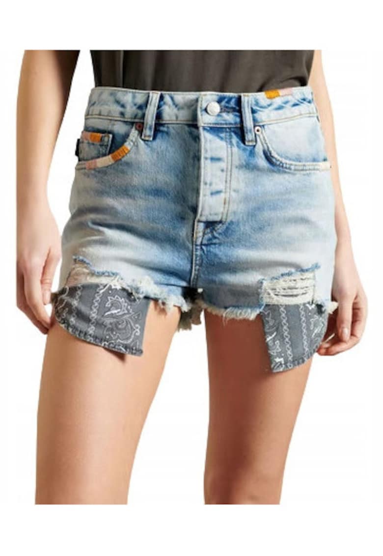 Blugi scurti dama SUPERDRY - bumbac/modal/lyocell/elastan - albastru -