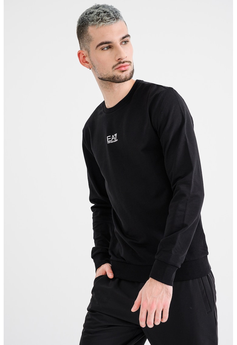 Bluza de trening cu detaliu logo si decolteu la baza gatului