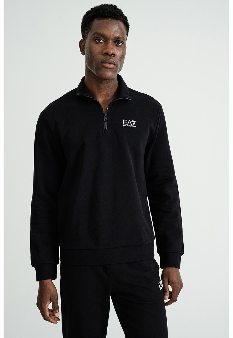 Bluza de trening cu fenta cu fermoar - Negru/Alb optic