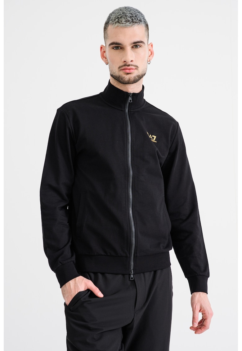 Bluza de trening cu guler inalt si fermoar