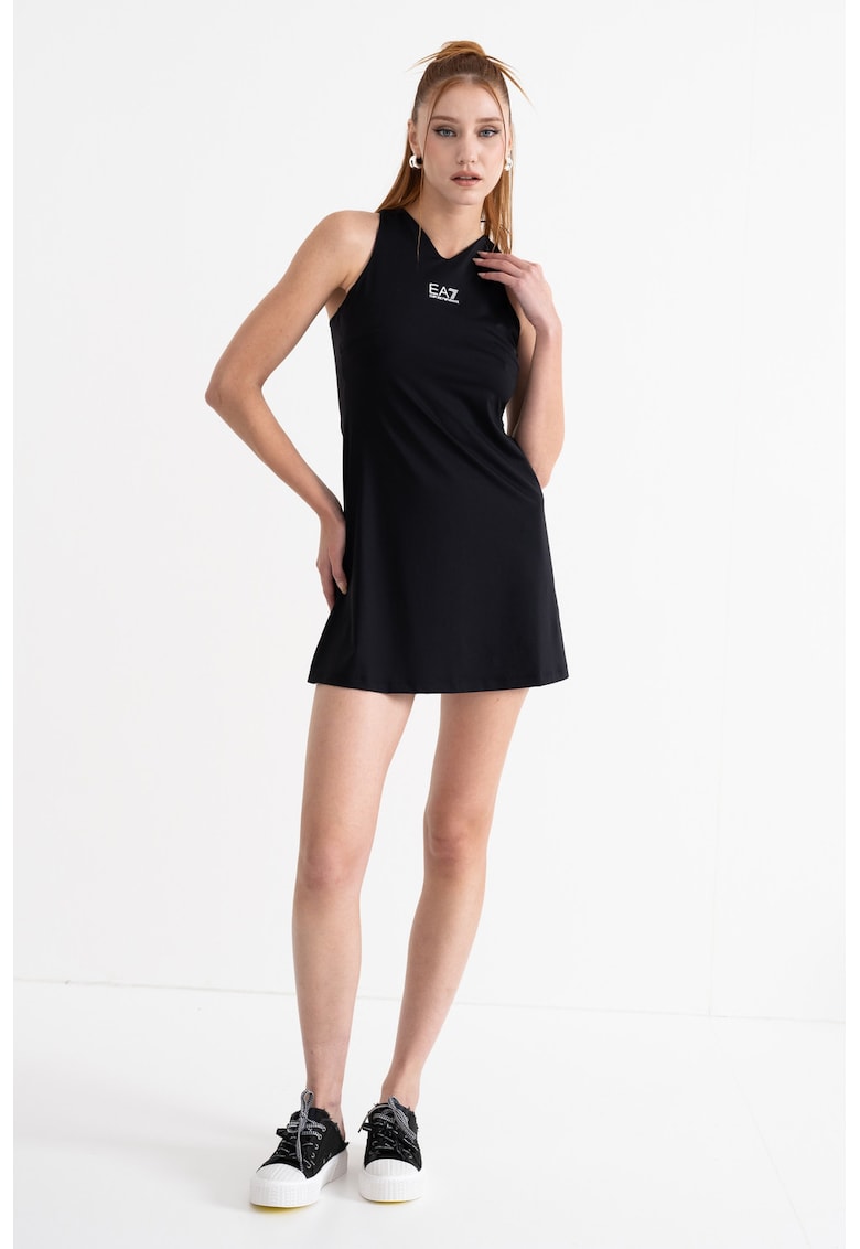 Rochie mini cu decolteu in V si pantaloni scurti asortati Tennis - Negru