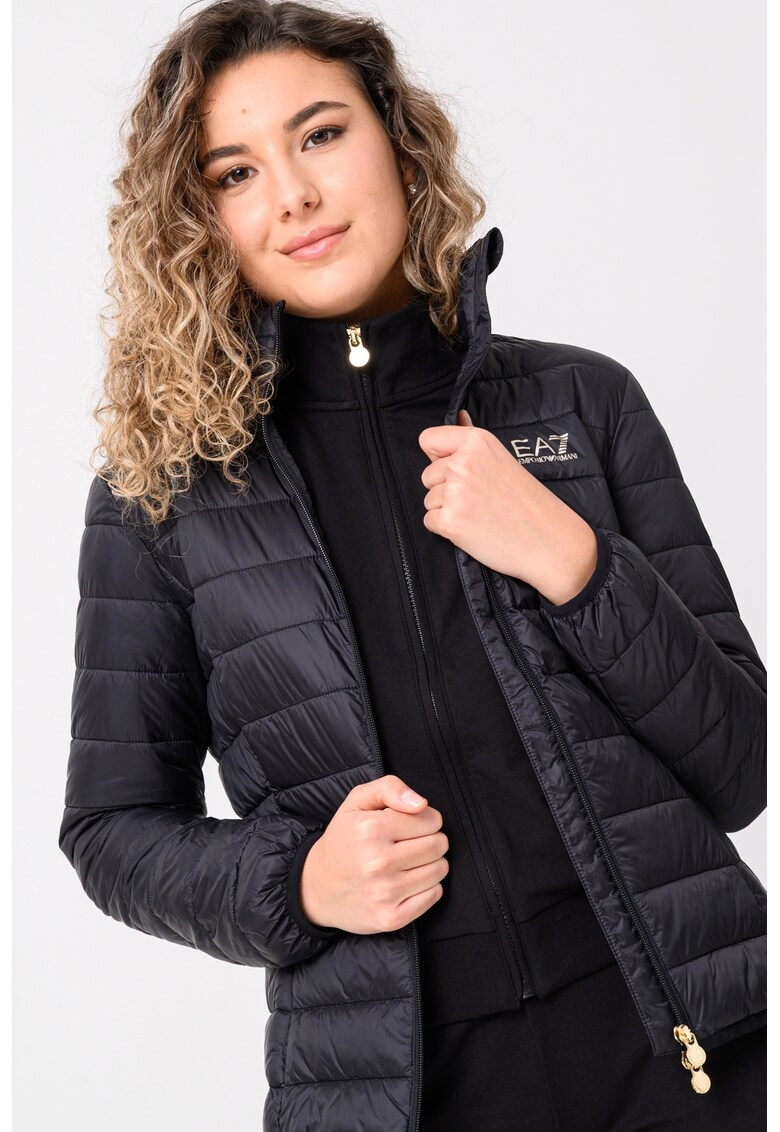 Jacheta cu fermoar si logo - Negru