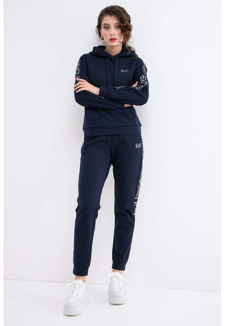 Trening din amestec de bumbac cu logo - Albastru ultramarin