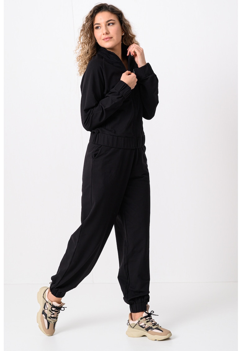 Trening din amestec de bumbac cu fermoar si logo