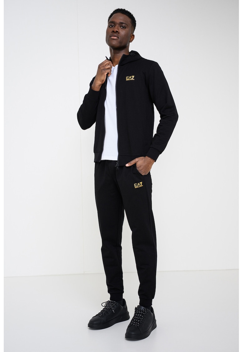 Trening slim fit cu talie elastica - Negru