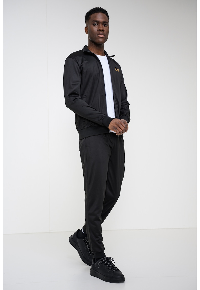 Trening cu fermoar si guler mediu - Negru