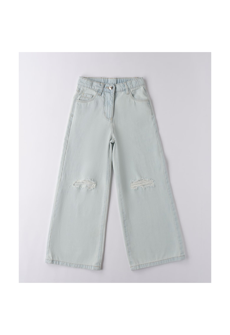 Pantaloni din denim largi cu model rupturi pentru fete - Bleu