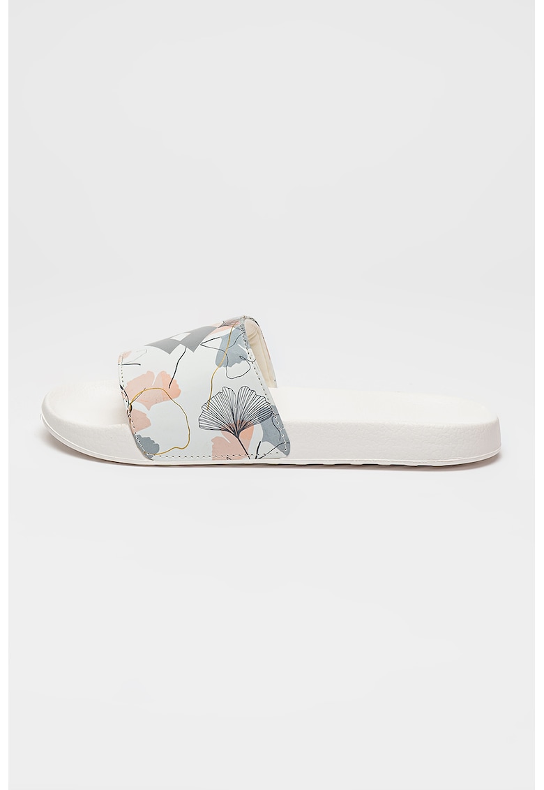 Papuci cu imprimeu floral - Alb/Gri/Roz somon